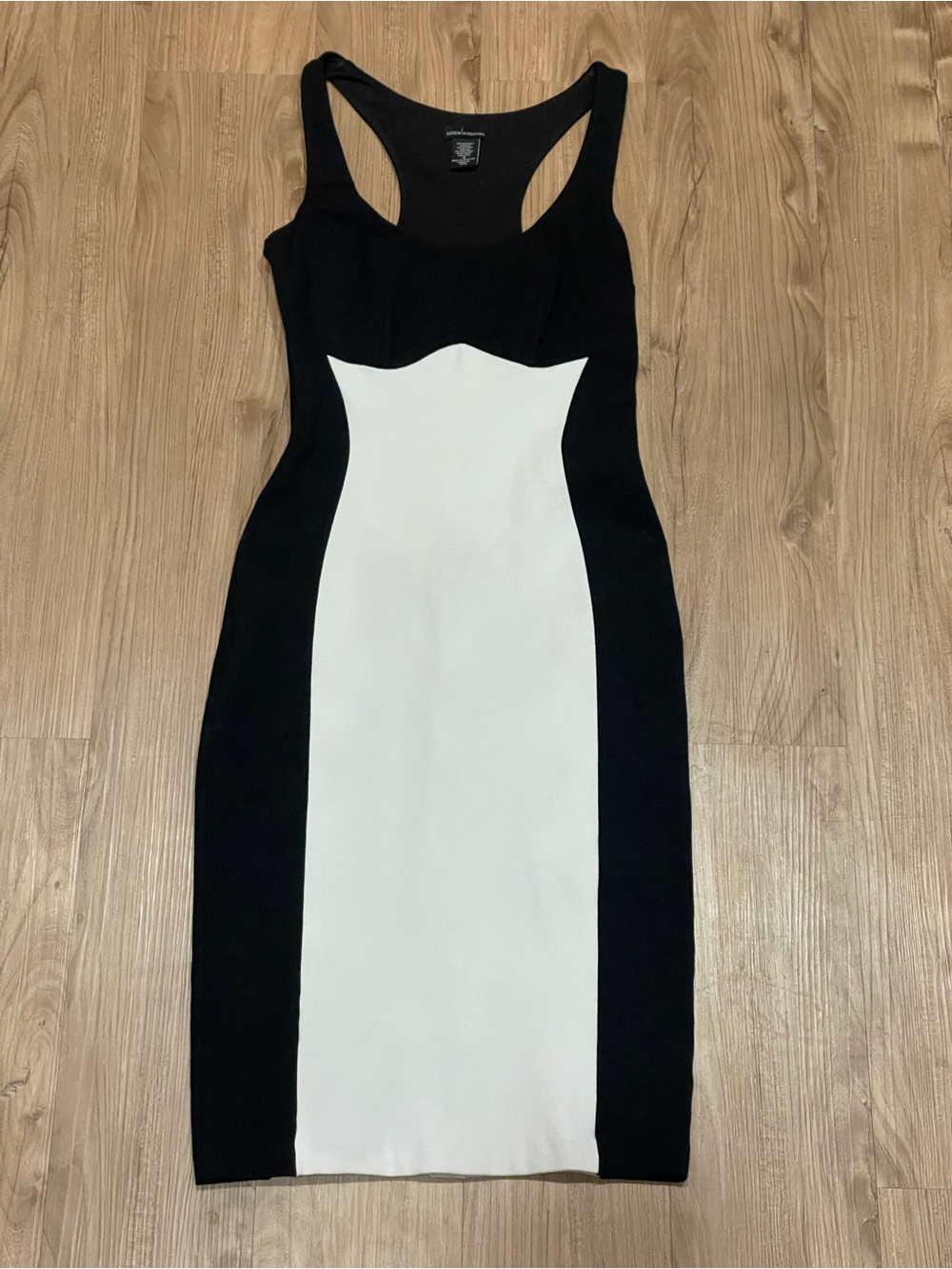 Moda International Black and White Colorblock Racerback Midi Dress
